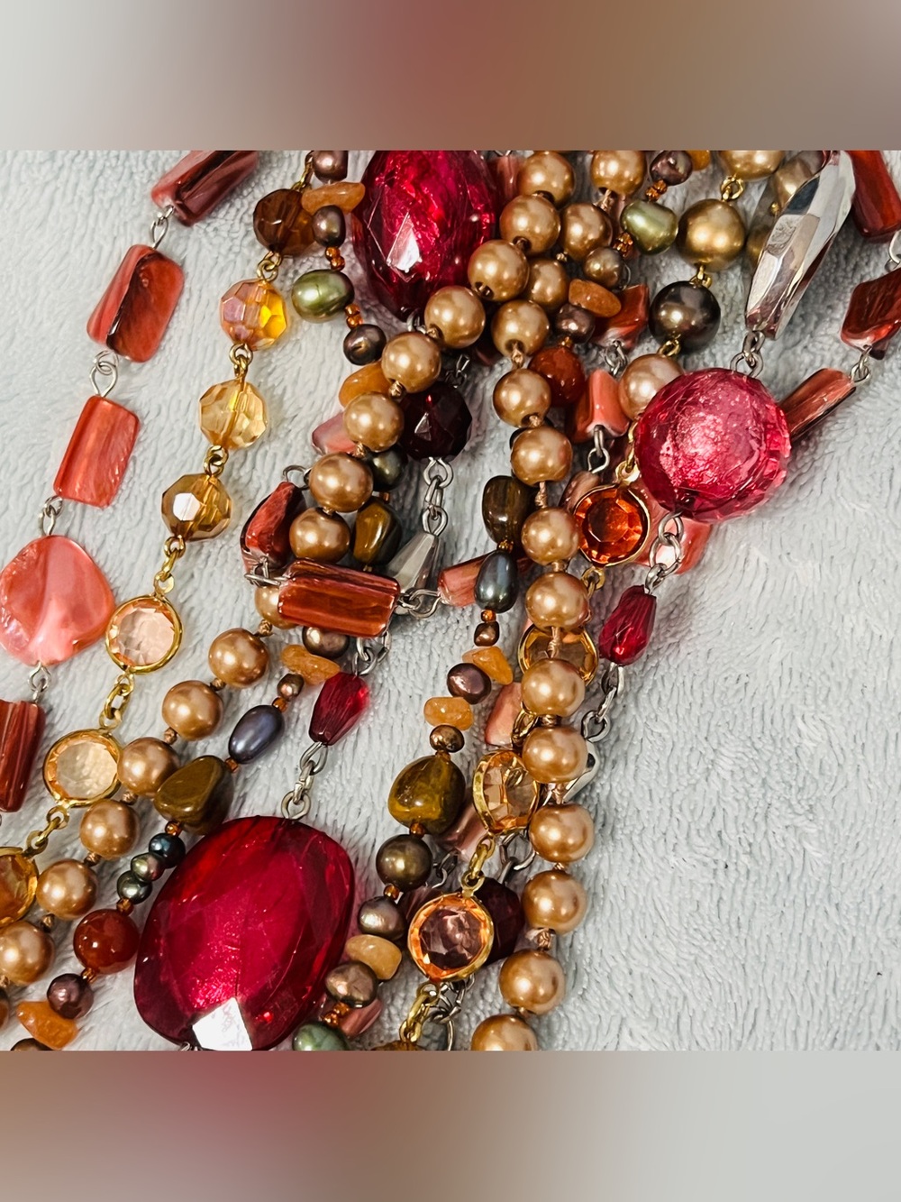 Five colorful beaded necklaces Extra Long Flapper